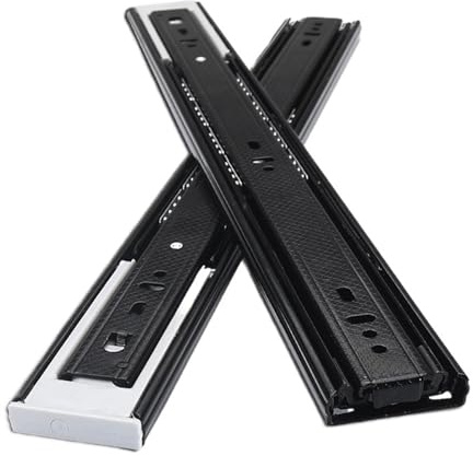 Guías de cajones Riel deslizante de cajón silencioso, amortiguador negro de Metal, Riel de guía de cajón de Cierre Suave, correderas de gabinete de tres secciones, herrajes for muebles(20 inch(500MM))