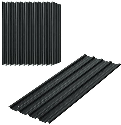 Outsunny Juego de 12 Paneles para Tejado de Acero Galvanizado Chapas Perfiladas de Techo 7m² para Caseta de Herramientas Cobertizo Exterior 129x45cm Gris Oscuro