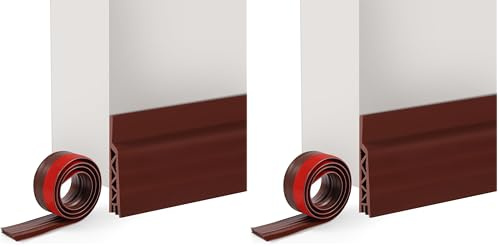 Vinabo Burlete Puerta Entrada, Burlete Bajo Puerta, Tira de Sellado para Exclusión de Corrientes de Aire, Insonorizada, a Prueba de Viento, a Prueba de Polvo (100 cm x 5 cm, Marrón) (Paquete de 2)