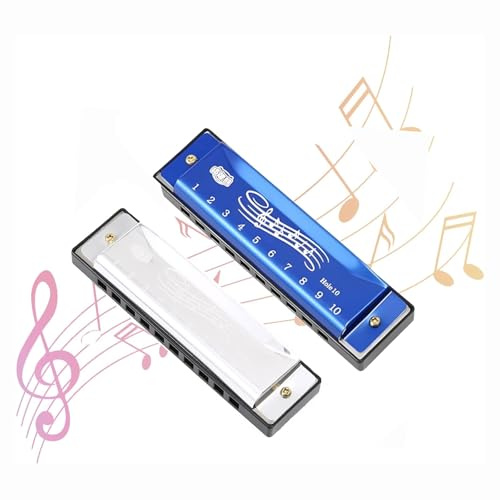 Harmonica, Harmonicas for Adults and Kids,Compact Size 10.4 * 2.8 * 2.1cm, Metal and Plastic Construction, 10 Holes 20 Tones, Pink and Silver, Performing, and Gifting