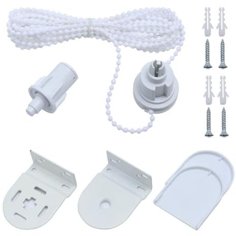 32mm Roller Blind Fittings Kit, Universal Curtain Roller Blind Brackets Replacement Set with Beaded Chain and Screws, Easy Fit Accessories for Window Shades, Blinds