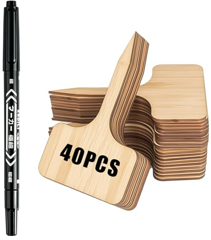 DmDoyy 40x Pflanzenstecker Zum Beschriften, Pflanzenschilder, Pflanzenschilder Aus Bambus Inklusive Marker, Für Topfsamen Kräuter Blumen Gemüse