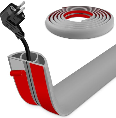 Cache Câble Sol 3m - Goulotte Souple en PVC Auto-adhésive, Passage de Câble pour Gestion de Fils et Sécurité au Bureau et à la Maison