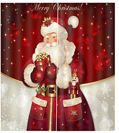 OUOULAJY Tenda per finestra a tema natalizio con Babbo Natale, 170 x 200 cm
