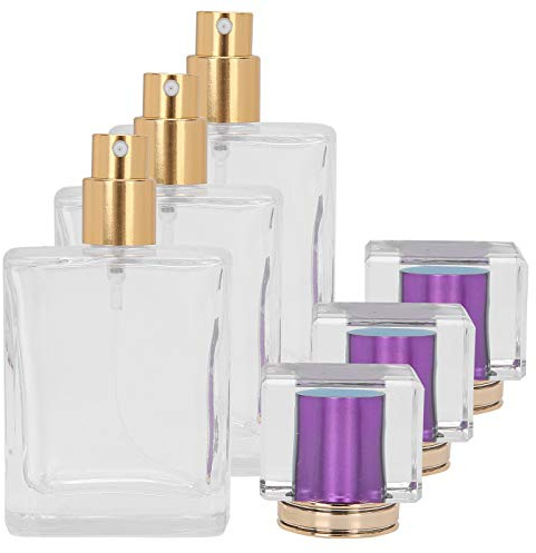 Stylebest 50 Ml Parfymflaska i Glas, Elegant Påfyllningsbar Atomizer Dispenser för Hem och Resor, Idealisk Sminkbehållare, 3 st. (Purpur)