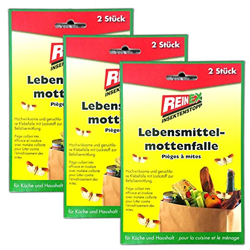 3x Lebensmittelmotten je 2 Fallen Dörrobstmotte Mehlmotten Mottenfalle