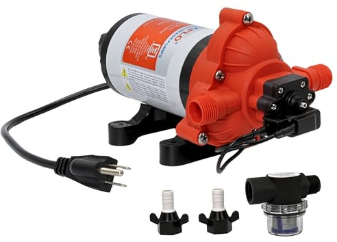 SEAFLO 33 Series Water 110V AC Pressure Pump - 115V AC, 3.3 GPM, 45 PSI, Self Priming, Smart Pressure Switch, for RV/Caravan/Marine/Industrial Use-NSF, CE & Rohs Certified, UL Listed, 4-Year Warranty