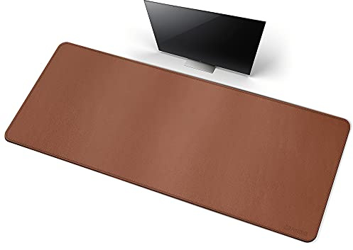 CENNBIE Leather Desk Mat,100X50cm Extra Large Desk Pad Blotter Protector, Extended Non-Slip Mouse Pad, Waterproof PU Leather Desk Mat on top of desks Large for Office and Home (Brown)