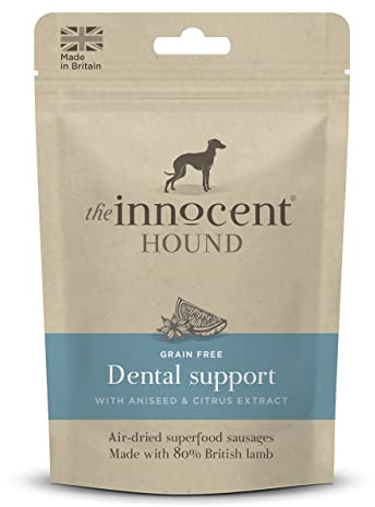 The Innocent Hound Dental Support Sauasages | Premium Sausages with Lamb, Aniseed & Citrus | Prevents the buildup of Plaque & Tartar | Grain-Free & Hypoallergenic | Dog Dental Chews | 500g