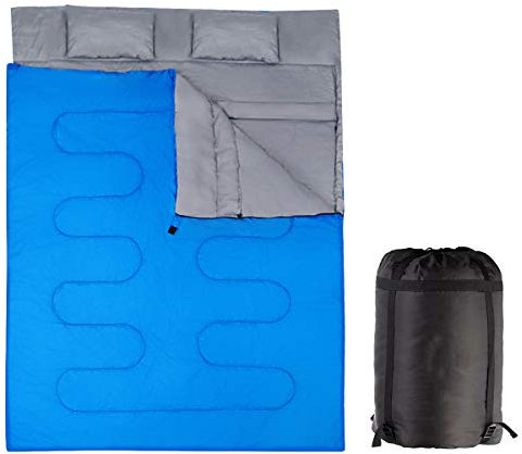 DREAMADE Doppel-Schlafsack, 2 in 1 Outdoor Schlafsack, Doppel Deckenschlafsack, Sommerschlafsack 2er Schlafsack, Doppel Schlafsäcke für Caping Outdoor Wandern Reisen (Blau)