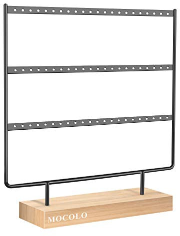 Mocolo Earring Organiser, Earring Display Stand, Earring Holder for Hanging Earrings (66 Holes & 3 Layers)