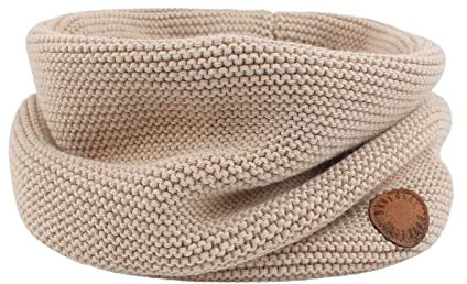 XIAOHAWANG Baby Schal Winter Strickschal Jungen Dick Warm Schlauchschal Mädchen Loop Schal Kinder Rundschal für 1-6Jahren (Beige)