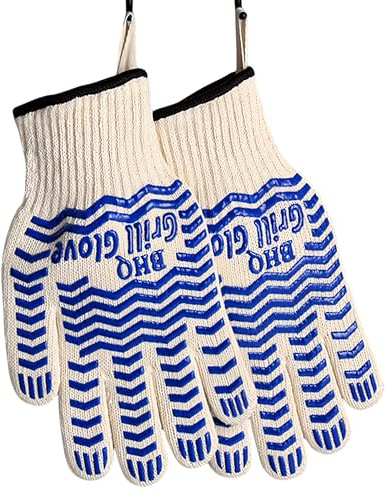 Oven Gloves, Heat Resistant BBQ Oven Glove-BBQ Gloves,Oven Glove Oven Mitts Heat Resistant for Kitchen Potholder,Grill,Grilling,Smoker,Barbeque-1 Pair(Blue)