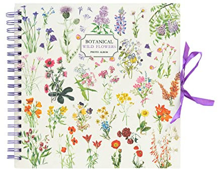 Grupo Erik Fotoalbum zum selbstgestalten Weiße Seiten - Wild Flowers Fotoalbum zum Einkleben - Scrapbook Weiße Seiten 26 x 26 cm