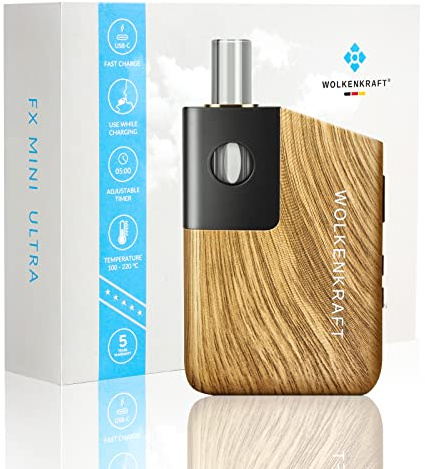 WOLKENKRAFT FX MINI ULTRA Premium Vaporizer - USB-C | Slide-In Mouthpiece | Titanium Chamber | Temperature 100-220 °C | Adjustable Usage Time | 100% Convection *Wood* *no nicotine*