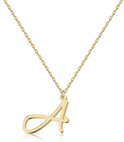 Collier Pendentif lettre initiale A Personnalisée pour Femmes, Plaqué Or 18K - Élégant et Résistant à la Décoloration, Cadeau Parfait pour Anniversaire, Noël, Saint-Valentin - Collection Alphabet