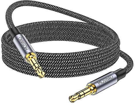 MOSWAG Aux Kabel, 3.5mm Klinke auf Klinke Aux Kabel Stereo Audio Klinkenkabel(10M), 3.5mm Audio Kabels Nylon Geflochtenes für Kopfhörer, Auto, Handy, PC, Lautsprecher, Stereoanlagen, MP3 Player usw