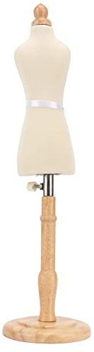 Forma de Vestido Femenino, Altura del Cuerpo 9.6 Pulgadas, Forma de Sastre Profesional de Tamaño Mini, Forma de Vestido de Costura Ajustable con Base de Madera para Exhibición