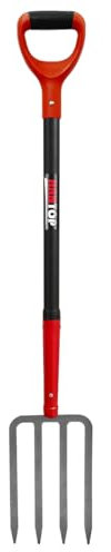 HANTOP 4-Tine Pitch Fork Garden Digging Fork Spading Fork Heavy Duty Pitchfork for Gardening Potato Fork, 43 inches