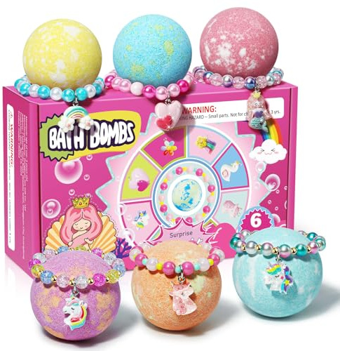 Unicorn Bath Bombs for Kids Girls with Bracelet Inside, sanyi Easter Basket Stuffers Bubble Bath Toys Birthday Gifts for 4 5 6 7 8 Year Old Girl Daughter Granddaughter
