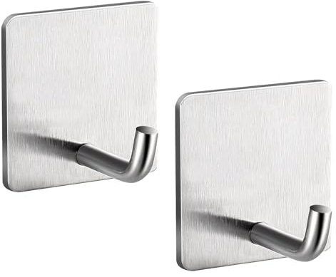 2 Pezzi Appendi Accappatoio Bagno,Appendi Asciugamani Bagno,Gancio Accappatoio Doccia,Porta Accappatoio da Bagno,Ganci Adesivi Bagno,Gancio Adesivo,Appendini Adesivi,Ganci Bagno,Argento(4.5cm)