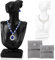 WATUNID Mannequin Lot de 2 présentoirs à bijoux en forme de buste de 20,6 x 10,9 cm, avec 2 poches de rangement grises, pour bijoux, colliers, boucles d'oreilles, bagues (noir et blanc)