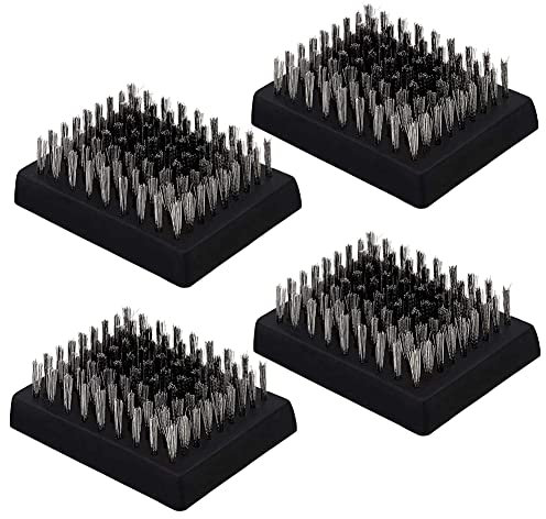 Testine di ricambio per spazzola per griglia, 4 pezzi, resistenti al calore, con setole metalliche, per pulizia senza fili, portatile, per barbecue, accessori per la casa all'aperto