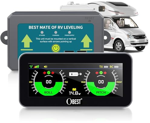 OBEST RV Leveling System, Nivelador Autocaravana, Sistema de nivelación Camping, Conexión inalámbrica sin aplicación, Camper Furgoneta Accesorios Universale para Remolques, Autocaravana, Caravana