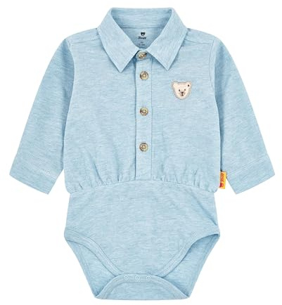 Steiff Camicia a maniche lunghe, taglia EU 62, blu chambray, body a maniche lunghe, per neonati, tutina a tutina, tuta morbida e confortevole, lavabile in lavatrice
