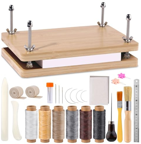 49 Kit Couture Kit de Couture Kit Reliure Livre Kit de Reliure Matériel | De Reliure Accessoires de Reliure Kit de Couture avec Presse Livre Fil Couture Plioir Scrapbooking
