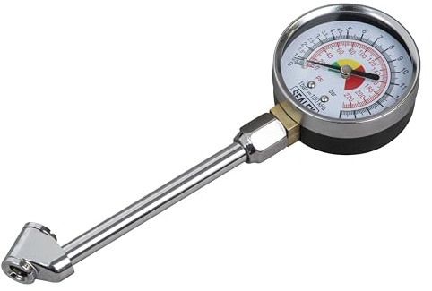 Sealey Tstpg34 Twin Connector Tyre Pressure Gauge 0-220Psi