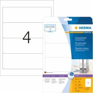 HERMA Ordneretiketten weiß 192x61mm Special A4 Inkjet 100 Stück