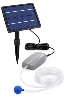 Solar Pond Oxygenator Air Pump 120LPH with 3m Cable & Air Stone Aerator Kit | Solar Powered, 120LPH Air Flow, 3m Cable, 2m Air Hose, Front Vent Pump, Air Stone Included, Easy Installation