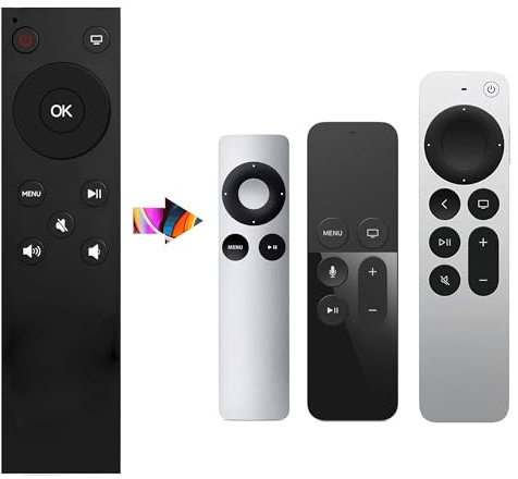 FOXRMT Universal-Fernbedienung für Apple TV 4K/Apple TV Gen 1 2 3/Apple TV HD A2169 A1842 A1625 A1427 A1469 A1378 A1218 ohne Sprachtaste