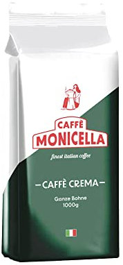 Caffè Monicella Caffè Crema 1kg - Ganze Kaffebohnen - Nussig, Röstig, Schokoladig - Arabica & Robusta - Ideal für Kaffeevollautomat, Espressokanne & Siebträger - wenig Säure