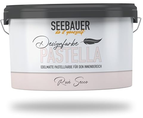 SEEBAUER diy Pastellfarbe PASTELLA Rosa 2,5L (Rose Secco) Edelmatte Wandfarbe Altrosa - Innenfarbe sehr hohe Deckkraft - Matt, Abwaschbar und Tropffrei