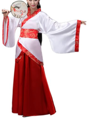 Oneyijun Chino Hanfu Antiguo Tradicional Traje Tang Falda de Hada Estilo Costume Rendimiento Etapa Vestido Suit Princesa Chaise Vestido para Mujer (Rojo,M)
