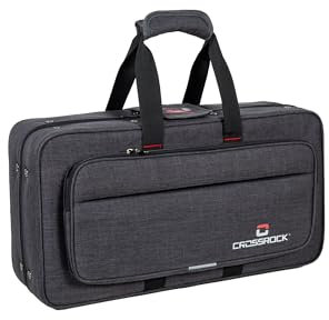 Crossrock Lightweight Foam Case fits Bb Trumpet-with Removable Shoulder Straps, Storage Compartment & External Pocket-Dark Grey (CRP200TRDG-R)
