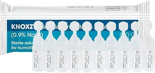 KNOXZY Isotonic Saline Solution 0.9% - Sodium Chloride NaCl - Inhalation Saline Solution for Humidifying The Airways – 2.5 ml Unit Dose Vials, Pharmaceutical Grade (Isotonic - 10 Vials)