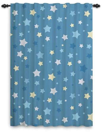 ggaimwf Cortinas de Estrellas para Dormitorio Infantil Patrón de Estrellas Azules Galaxy Cortinas para Puertas y Ventanas para bebés Sala de Juegos guardería Separador de ambientes 117x175cm 1 Panel