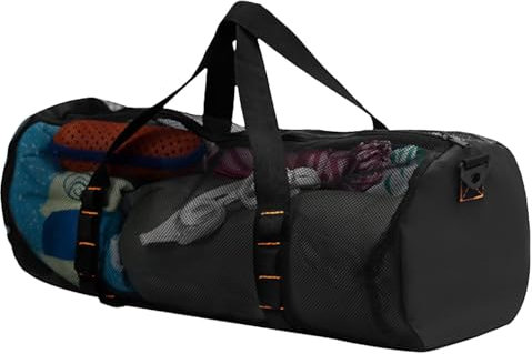 Strandtasche aus Mesh – Sporttasche aus Netz, zylindrische Ausrüstungstasche | Faltbare Netz-Tauchtasche, große Netztasche zum Tauchen, Schnorcheln, Schwimmen,