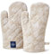 Encasa XO Oven Gloves Heat Proof | Microwave Cooking Mittens for Baking & Kitchen Use | 18x30 cm | Cotton Utensil Holder - Chambray Fabric (Pack of 2) - Beige