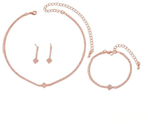 FDEETY Parure de Bijoux de Mariée pour Mariage Cristal Mariée Collier Vintage Strass Bal de fin D'année Collier ras du cou Bracelet Fiançailles Mariée Demoiselle d'honneur Bijoux