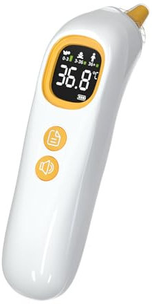 Femometer Family Termometro auriculare digitale di alta precisione, adatto per bebè, bambini e adulti, Tecnologia Age Grouping, 32 registri di temperatura, bianco