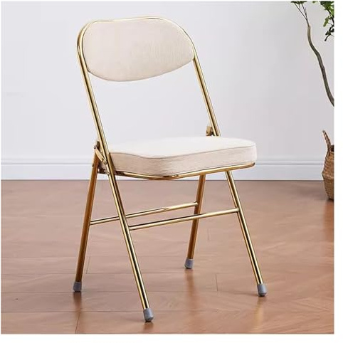 Sammet hopfällbar stol tjock vadderad sits kontorspall med stålram inomhus besöksstol för matsal arbetsrum vardagsrum platsbesparande design
