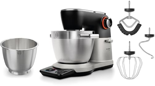 Bosch Máquina de cocina serie 8, programa automático, báscula, temporizador, 7 niveles, cuenco de acero inoxidable de 6 l, escoba de silicona, apto para lavavajillas, 1800 W, MUMS8ZS18