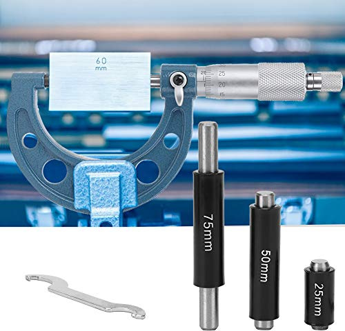 Acouto 4 Piezas Micrómetro Rodamiento Acero Alta Precisión Diámetro Exterior Herramienta de Medición 0-100 Mm Calibración Estándar Micrómetro Diámetro Exterior