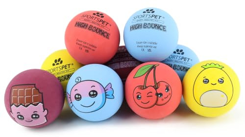 SPORTSPET High Bounce Scented Natural Rubber Dog Balls, PACK OF 10 (60mm) | Floating Throw and Fetch Toy for Dogs, Chew & Play Dog Toys, Safe Toy Balls for Dogs & Puppies, dog rubber balls, dog ball