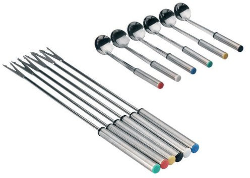 Fonduegabel + Fonduelöffel je 6 Stück im Set