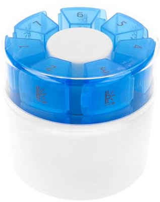 First Aid Only pilulier 7 jours | Boîte à médicaments avec 4 compartiments pour le matin, le midi, le soir et la nuit | Avec diviseur de pilules et mortier | P-10000